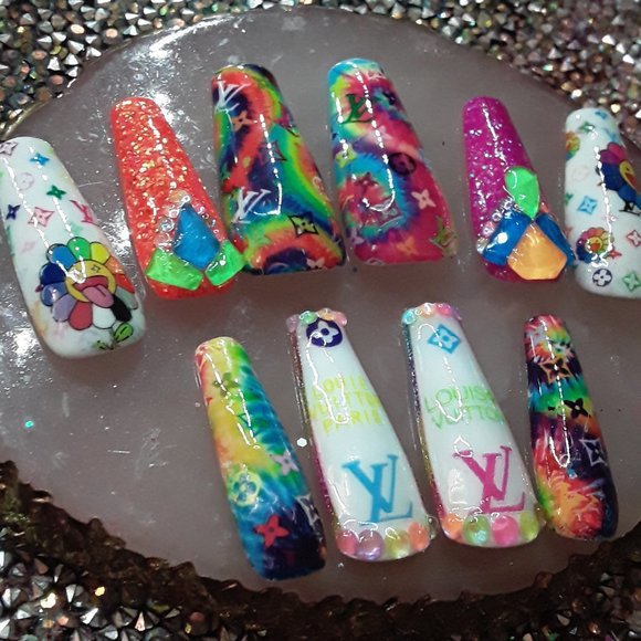 Handmade Hard Gel XL Coffin Press On Nails - Picture 2 of 9